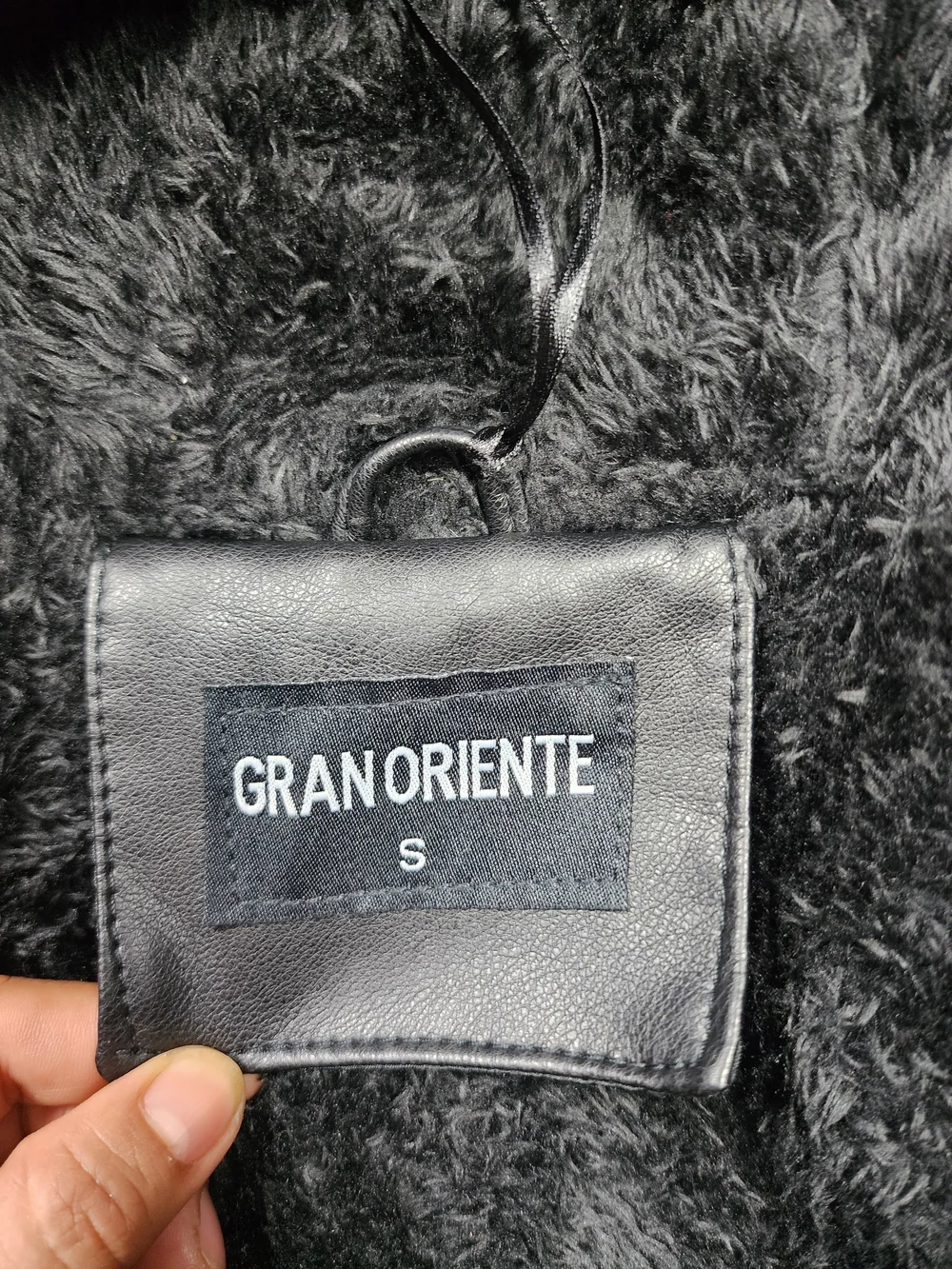Gran Oriente Black Faux Leather And Faux Fur Hooded Winter Jacket Size Small